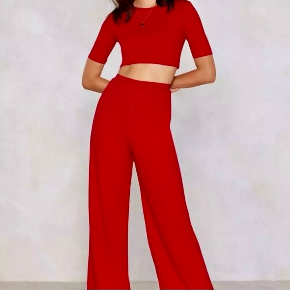Nasty Gal, NWT, Settle the Score Crop Top and Pants Set